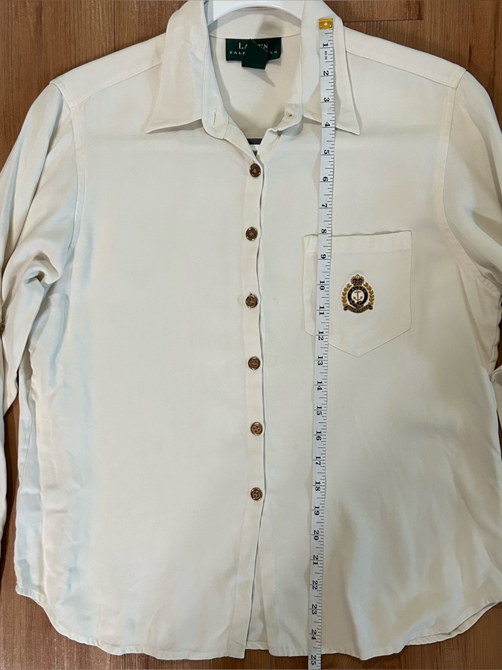 Lauren Ralph Lauren Cream Long-Sleeve Button Shirt with Crest Pocket - Picture 5 of 8